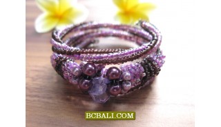 Balinese Cuff Bracelets Spiral with Stone